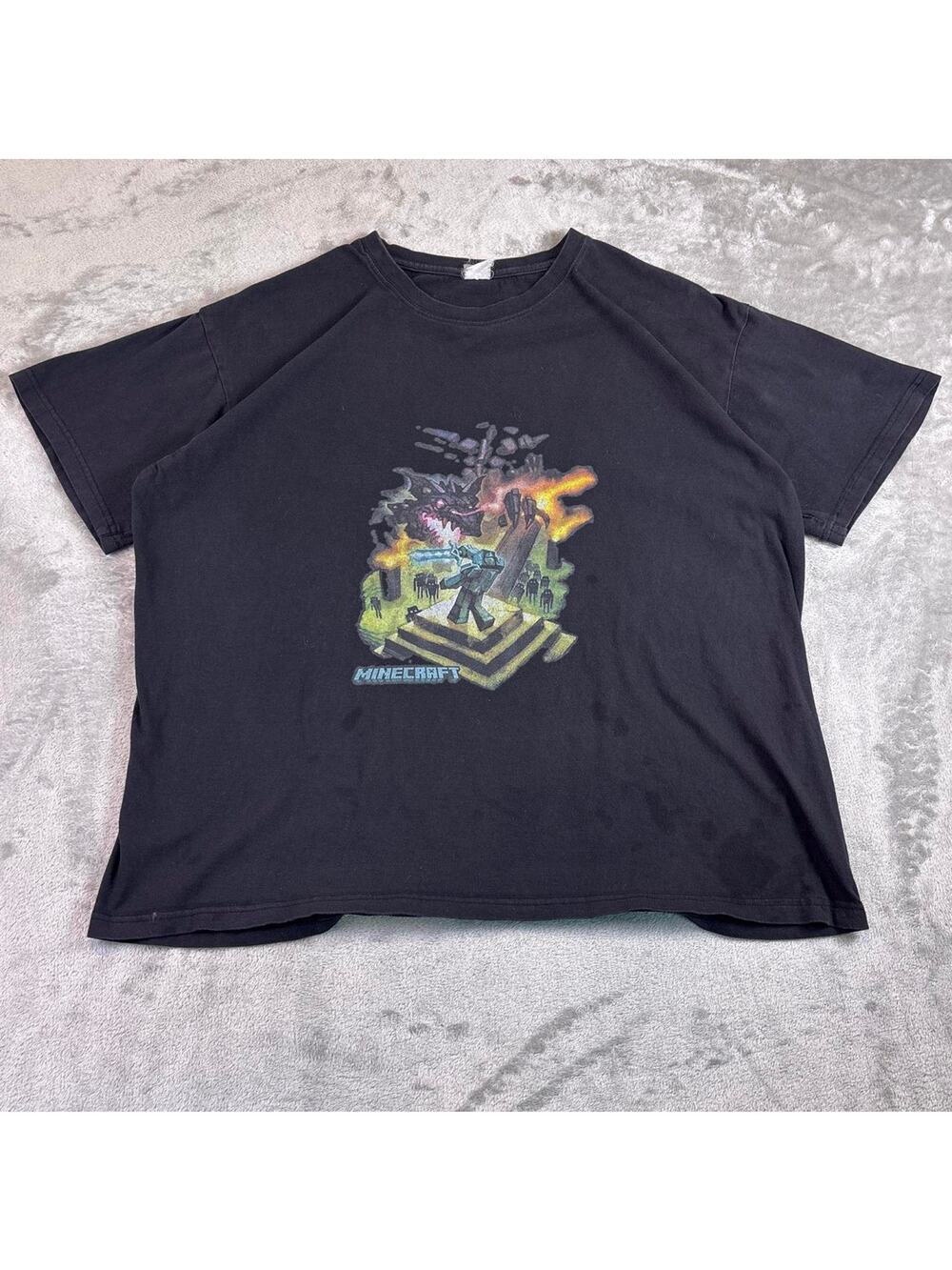 Minecraft Ender Dragon Graphic T-Shirt Black Video Game Tee Men’s XL